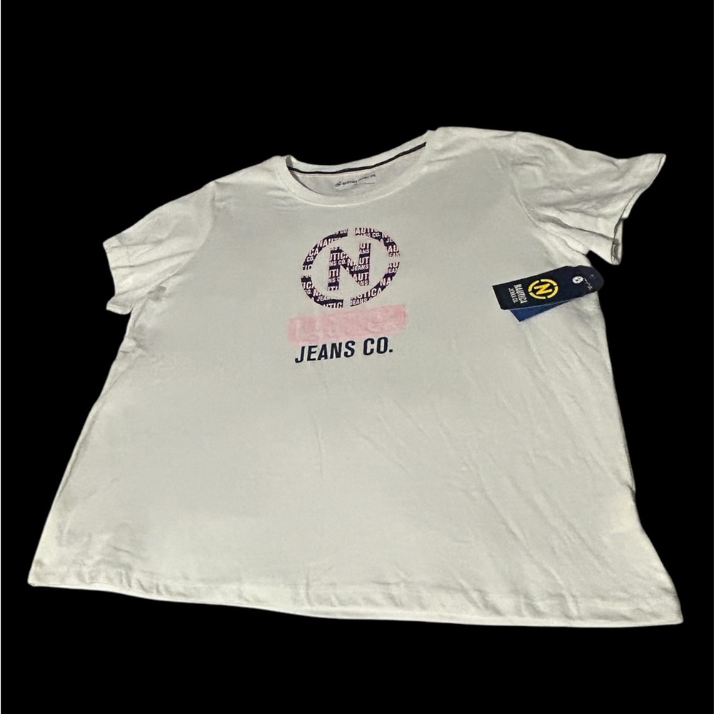 Nautica White and Pink Short Sleeve Tee